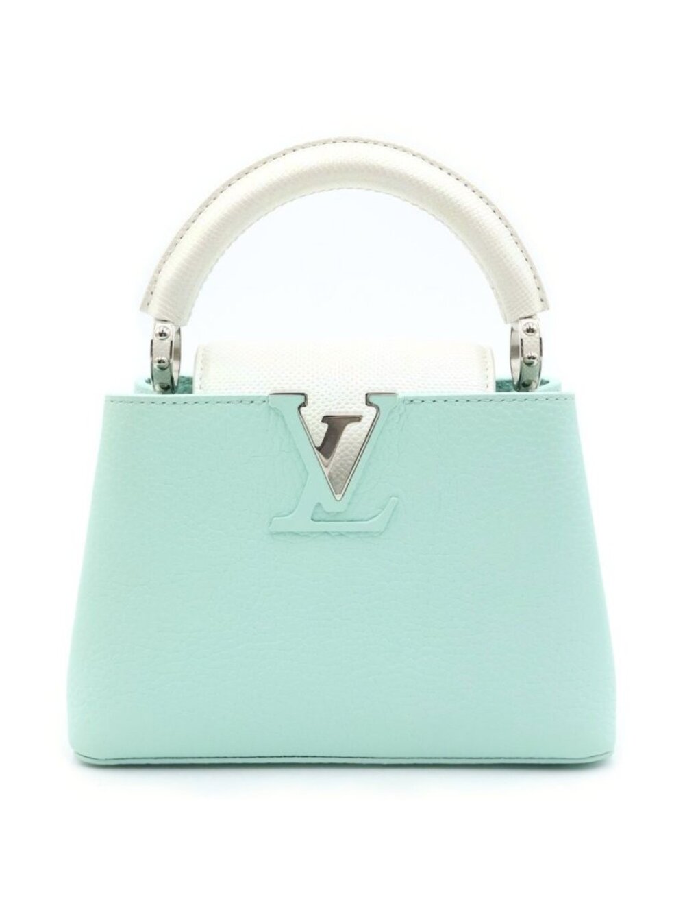 Louis Vuitton Capucines Mini 2-Way Shoulder Bag White Pastel Green Leather